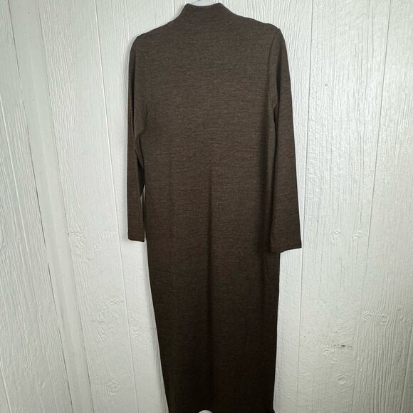 Vintage I.K.C. For Country Wear Chocolate Brown Mock Neck Midi Dress Size Medium - Picture 3 of 7